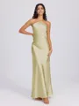 Sheath Halter Floor-Length Silk Like Satin Bridesmaid Dress