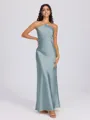 Sheath Halter Floor-Length Silk Like Satin Bridesmaid Dress