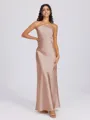 Sheath Halter Floor-Length Silk Like Satin Bridesmaid Dress