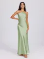 Sheath Halter Floor-Length Silk Like Satin Bridesmaid Dress