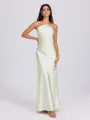 Sheath Halter Floor-Length Silk Like Satin Bridesmaid Dress
