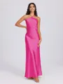 Sheath Halter Floor-Length Silk Like Satin Bridesmaid Dress