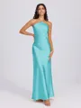 Sheath Halter Floor-Length Silk Like Satin Bridesmaid Dress