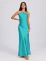 Sheath Halter Floor-Length Silk Like Satin Bridesmaid Dress