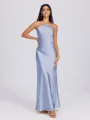 Sheath Halter Floor-Length Silk Like Satin Bridesmaid Dress