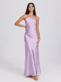 Sheath Halter Floor-Length Silk Like Satin Bridesmaid Dress