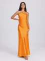 Sheath Halter Floor-Length Silk Like Satin Bridesmaid Dress
