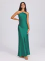 Sheath Halter Floor-Length Silk Like Satin Bridesmaid Dress