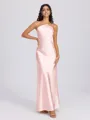 Sheath Halter Floor-Length Silk Like Satin Bridesmaid Dress