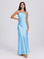Sheath Halter Floor-Length Silk Like Satin Bridesmaid Dress