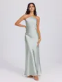 Sheath Halter Floor-Length Silk Like Satin Bridesmaid Dress