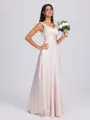 A-line V-neck Pleated Floor-Length Silk Like Satin Bridesmaid Dress