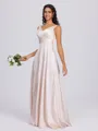 A-line V-neck Pleated Floor-Length Silk Like Satin Bridesmaid Dress