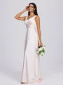 A-line V-neck Pleated Floor-Length Silk Like Satin Bridesmaid Dress