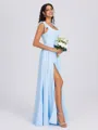 A-line Square Bow Floor-Length Chiffon Bridesmaid Dress