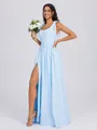 A-line Square Bow Floor-Length Chiffon Bridesmaid Dress