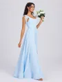 A-line Square Bow Floor-Length Chiffon Bridesmaid Dress