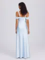 Sheath Cold Shoulder Bow Floor-Length Silk Like Satin Bridesmaid Dress