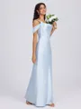 Sheath Cold Shoulder Bow Floor-Length Silk Like Satin Bridesmaid Dress