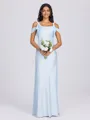 Sheath Cold Shoulder Bow Floor-Length Silk Like Satin Bridesmaid Dress