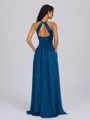 A-line Halter Pleated Floor-Length Chiffon Bridesmaid Dress