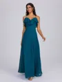 A-line V-neck Ruffles Floor-Length Chiffon Bridesmaid Dress
