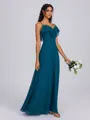 A-line V-neck Ruffles Floor-Length Chiffon Bridesmaid Dress