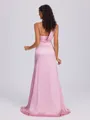 Sheath Straps Pleated Floor-Length Silk Like Satin Bridesmaid Dress