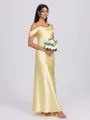Sheath Pleated Ankle-Length Silk Like Satin Bridesmaid Dress