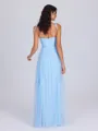 A-line Spaghetti Straps Bow Floor-Length Tulle Corset Bridesmaid Dress