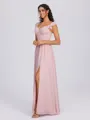 A-line Straps Ruffles Floor-Length Chiffon Corset Bridesmaid Dress