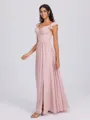 A-line Straps Ruffles Floor-Length Chiffon Corset Bridesmaid Dress