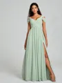 A-line/Princess V-neck Floor-Length Sleeveless Chiffon Bridesmaid Dress