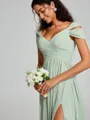 A-line/Princess V-neck Floor-Length Sleeveless Chiffon Bridesmaid Dress