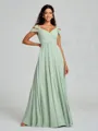 A-line/Princess V-neck Floor-Length Sleeveless Chiffon Bridesmaid Dress