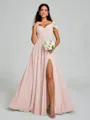 A-line/Princess V-neck Floor-Length Sleeveless Chiffon Bridesmaid Dress