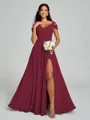 A-line/Princess V-neck Floor-Length Sleeveless Chiffon Bridesmaid Dress