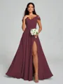 A-line/Princess V-neck Floor-Length Sleeveless Chiffon Bridesmaid Dress