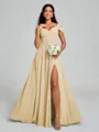A-line/Princess V-neck Floor-Length Sleeveless Chiffon Bridesmaid Dress