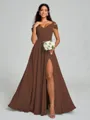 A-line/Princess V-neck Floor-Length Sleeveless Chiffon Bridesmaid Dress