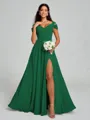 A-line/Princess V-neck Floor-Length Sleeveless Chiffon Bridesmaid Dress