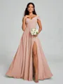 A-line/Princess V-neck Floor-Length Sleeveless Chiffon Bridesmaid Dress