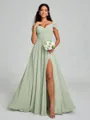 A-line/Princess V-neck Floor-Length Sleeveless Chiffon Bridesmaid Dress
