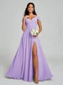 A-line/Princess V-neck Floor-Length Sleeveless Chiffon Bridesmaid Dress