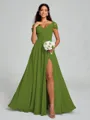 A-line/Princess V-neck Floor-Length Sleeveless Chiffon Bridesmaid Dress