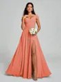 A-line/Princess V-neck Floor-Length Sleeveless Chiffon Bridesmaid Dress