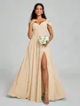 A-line/Princess V-neck Floor-Length Sleeveless Chiffon Bridesmaid Dress