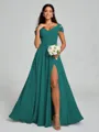 A-line/Princess V-neck Floor-Length Sleeveless Chiffon Bridesmaid Dress