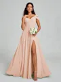 A-line/Princess V-neck Floor-Length Sleeveless Chiffon Bridesmaid Dress