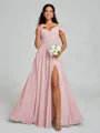 A-line/Princess V-neck Floor-Length Sleeveless Chiffon Bridesmaid Dress